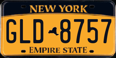 NY license plate GLD8757