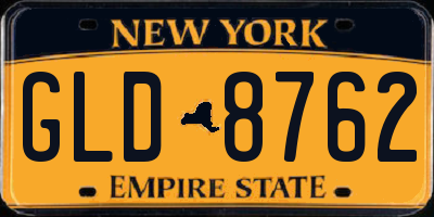 NY license plate GLD8762