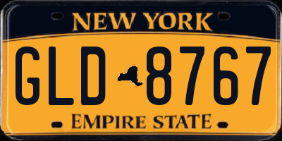 NY license plate GLD8767