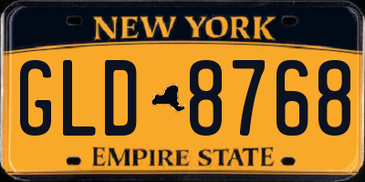 NY license plate GLD8768