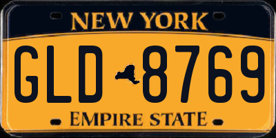 NY license plate GLD8769