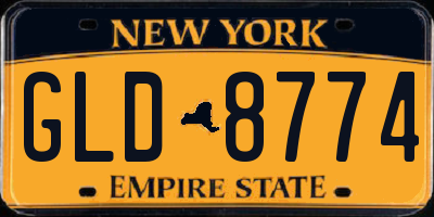 NY license plate GLD8774