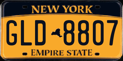 NY license plate GLD8807