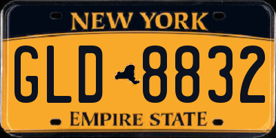 NY license plate GLD8832
