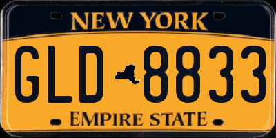 NY license plate GLD8833