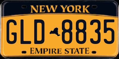 NY license plate GLD8835