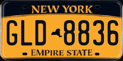 NY license plate GLD8836