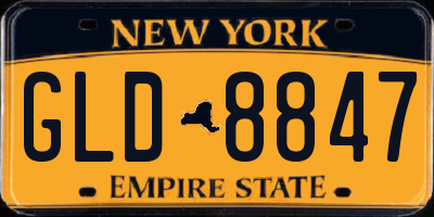 NY license plate GLD8847