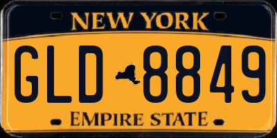NY license plate GLD8849