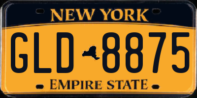 NY license plate GLD8875