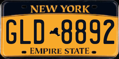 NY license plate GLD8892