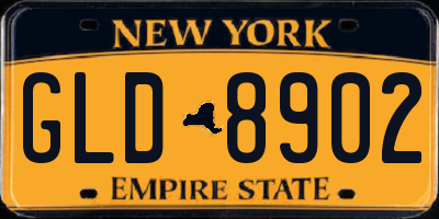 NY license plate GLD8902