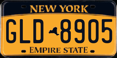 NY license plate GLD8905
