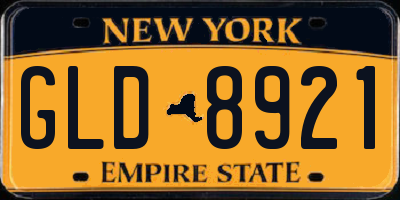 NY license plate GLD8921