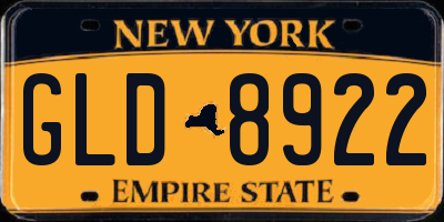 NY license plate GLD8922