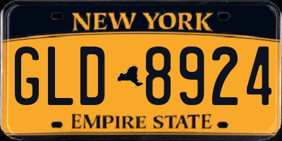 NY license plate GLD8924