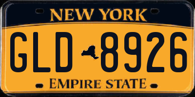 NY license plate GLD8926