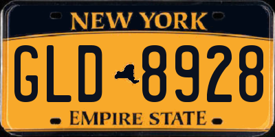 NY license plate GLD8928