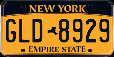 NY license plate GLD8929