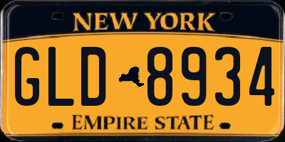 NY license plate GLD8934