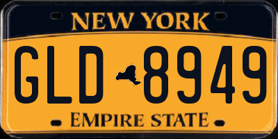 NY license plate GLD8949