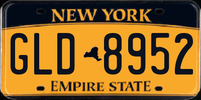 NY license plate GLD8952