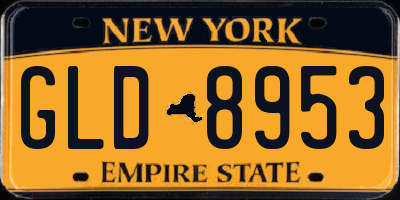 NY license plate GLD8953