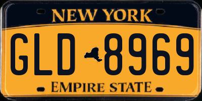 NY license plate GLD8969