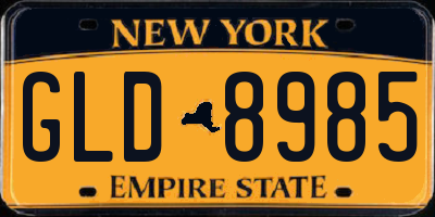 NY license plate GLD8985