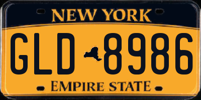 NY license plate GLD8986