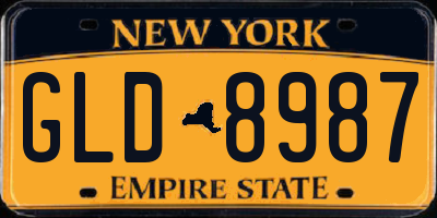NY license plate GLD8987