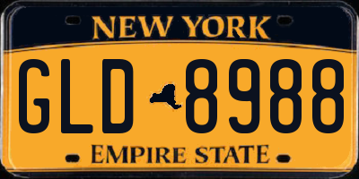 NY license plate GLD8988