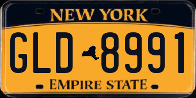 NY license plate GLD8991