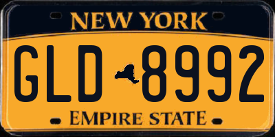 NY license plate GLD8992