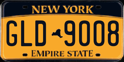 NY license plate GLD9008
