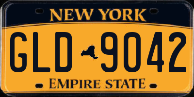NY license plate GLD9042