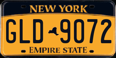 NY license plate GLD9072