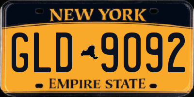 NY license plate GLD9092
