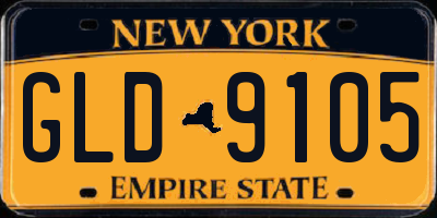 NY license plate GLD9105