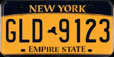 NY license plate GLD9123