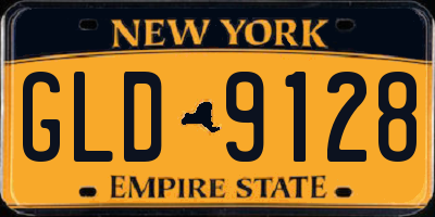 NY license plate GLD9128