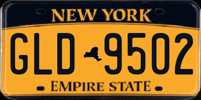 NY license plate GLD9502
