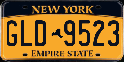NY license plate GLD9523
