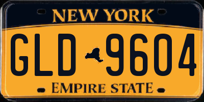 NY license plate GLD9604