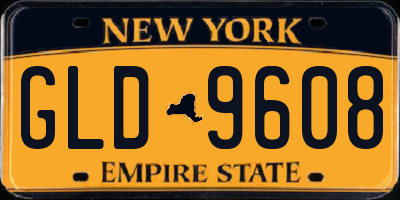NY license plate GLD9608
