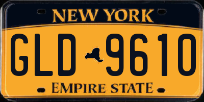 NY license plate GLD9610