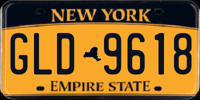 NY license plate GLD9618