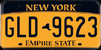 NY license plate GLD9623