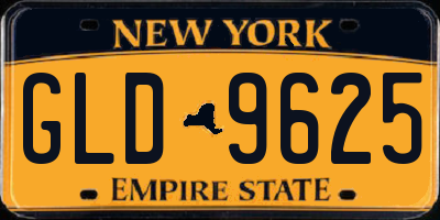 NY license plate GLD9625