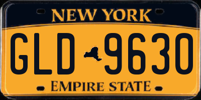 NY license plate GLD9630
